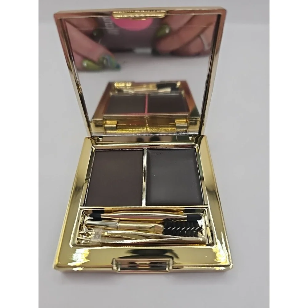 Revelution Pro Ultimate Brow Sculpt 5 Piece Kit Tweezers Spoolie Brush Ebony #85